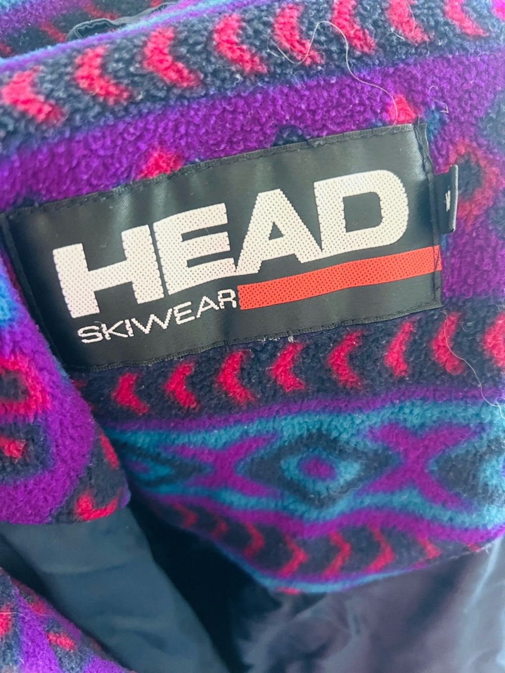Vintage Head skiwear GorpCore fleece Women’s Aztec print Retro purple medium - Picture 6 of 8
